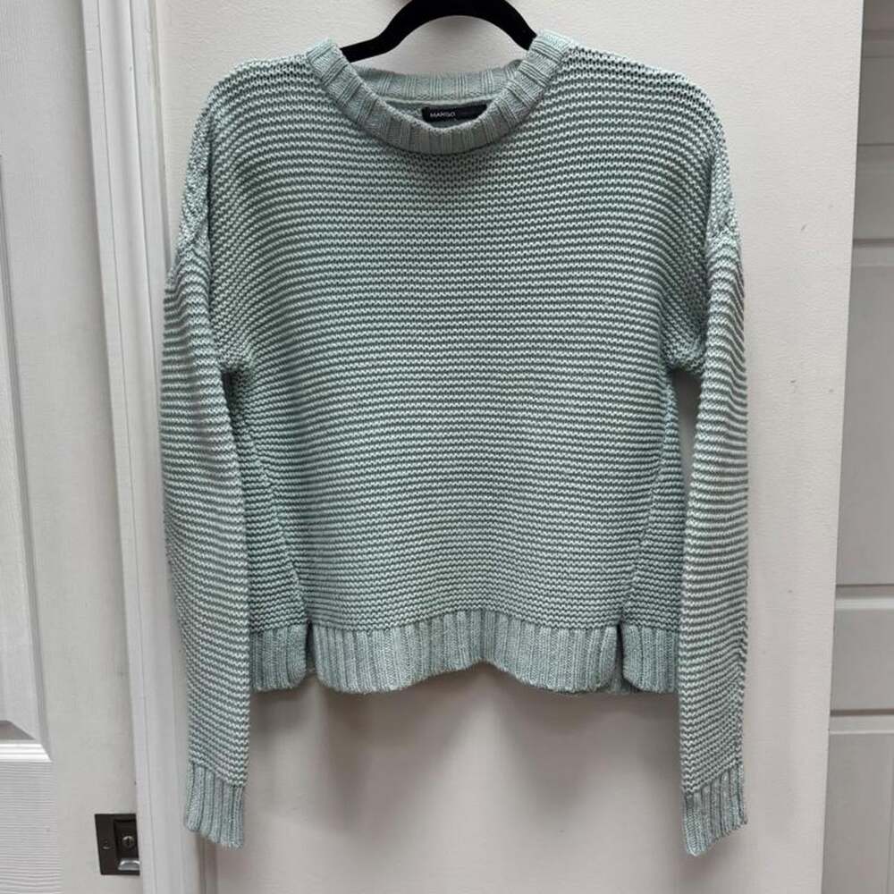 Mango Women's Green and Blue Jumper